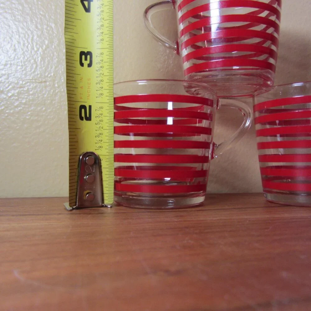 5 oz ikea red stripe espresso glass set of 3 (W3630)